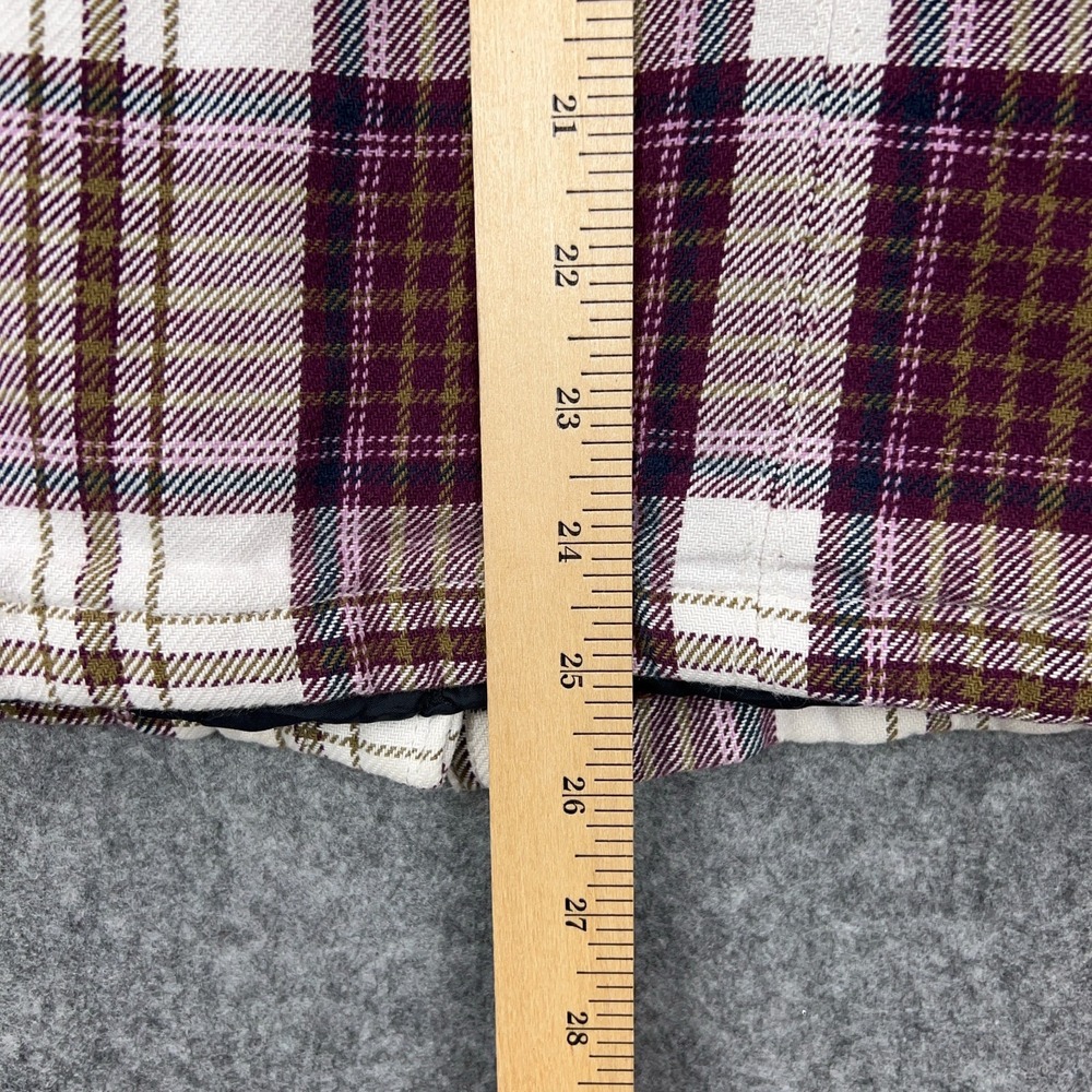 Duluth Shacket Womens XS Maroon Plaid Flapjack Flannel‎ Shirt Jac Quilted Lined - Picture 14 of 16